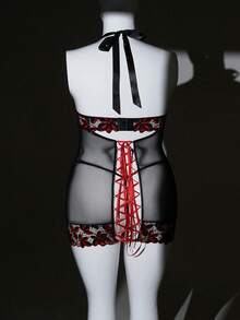 SHEIN 2件套浪漫蕾丝性感紧身露背连衣裙（女款） - 彩色 - 查看 2