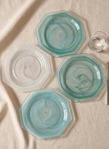 Cirelle 1PC Modern Marble Cloud Glass Tray, Frosted Serving Plate For Appetizers Desserts, Kitchen Dining Table Decor - Multicolor - View 7