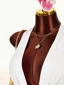 Amplova Women's Plunging Neck Top With Backside Rope Wrap Detail And Ruched Front, Fashionable And Sexy - White - View 5