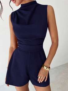 Firerie Đầm liền thân xếp ly chữ A dáng ngắn thanh lịch, tối giản, tinh tế, lãng mạn, ngọt ngào, đi làm hàng ngày, tiệc cưới, lễ hội âm nhạc, kỳ nghỉ, màu đỏ - Màu xanh hải quân - Xem 7