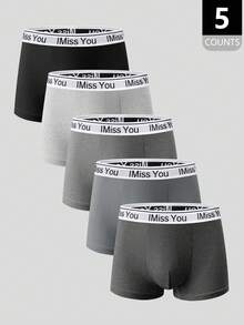 EasyFave 5pcs/Pack Men's Comfortable Stretchy Boxer Briefs - Multicolor - View 1