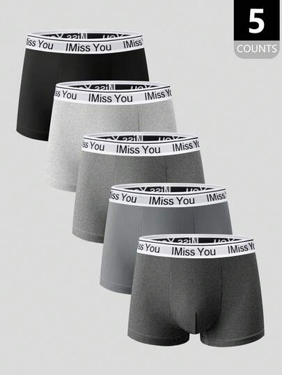 EasyFave 5 piezas/paquete Calzoncillos tipo bóxer cómodos y elásticos para hombres