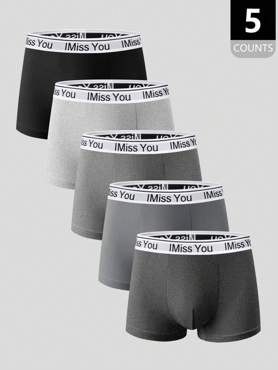 EasyFave 5pcs/Pack Men's Comfortable Stretchy Boxer Briefs - Multicolor - View 1