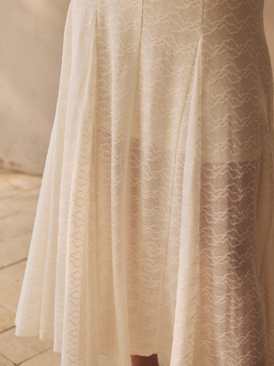 MOTF PREMIUM ĐẦM DÀI TAY DÀI CỔ CAO, DÁNG XÒE CHO NỮ - Màu be - Xem 2