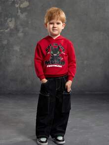 SHEIN How to Train Your Dragon Young Boy Casual Cute Cartoon Slogan Print Sweatshirt, Suitable For Daily Wear, Autumn/Spring - Red - View 5