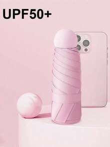 SHEIN 1 把迷你旅行遮阳伞，带保护套，小巧紧凑，防紫外线，轻便防风，适合徒步旅行