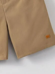 Tween Boy's Casual Khaki Elastic Waist Shorts, Suitable For Birthday Party, Evening Event, Performance, Wedding Shower, Wedding Guest, Pageboy, Ring Bearer, Flower Girl,Kids - Khaki - View 3
