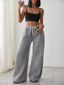 CasuGlow Tall Women Wide Leg Sweatpant With Drawstring And Pocket - Grey - View 5