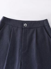 SHEIN Franclia Women's Casual Outgoing Outfit, Denim Effect Vest And Wide Leg Pants Set, Spring/Summer - Dark Wash - View 5