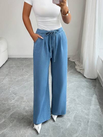 Elenzga Women's Casual Denim Jeans Summer Elegant