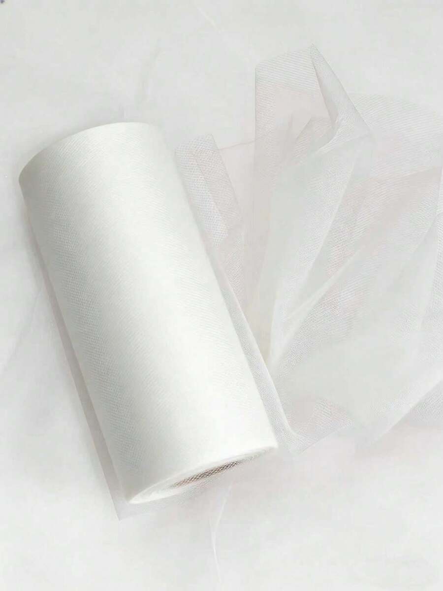 1 buc 15 cm * 2200 cm alb balet tutu tul rolă pentru nuntă DIY, petrecere și fustă de masă decorare, Ziua Îndrăgostiților petrecere decorare, ziua de naștere decorare - alb - Vizualizare 1