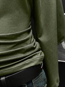 EgrlEra Áo thun nữ màu trơn thời trang trễ vai, thắt eo, phong cách retro gợi cảm - xanh quân đội - Xem 6