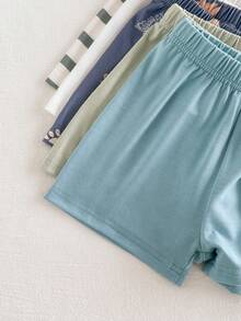 SHEIN Vintaside Kids 10件/5套男婴套装，包括5件针织短袖圆领上衣和5条弹力腰针织短裤。上衣颜色有卡其色、灰蓝色、军绿色、棕色和黑色，短裤颜色与之相配。适合春夏季节户外休闲穿着，尺码为6个月至2-3岁。 - 彩色 - 查看 10