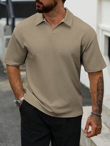 Manfinity CasualCool Áo Polo nam tay ngắn màu trơn, kiểu dáng lịch sự, thích hợp mặc mùa hè, áo polo nam, áo polo tay ngắn màu trơn, áo polo màu be. - Lạc đà - Xem 7