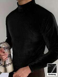 Manfinity AFTRDRK 男士休闲日常通勤简约纯色天鹅绒领水钻T恤，秋季男士闪亮衬衫，闪亮男士高领哥特风男装，水钻男装，男士水钻长袖衬衫，男士亮片衬衫，男士长袖高领衫，男士天鹅绒衬衫，男士闪亮衬衫，男士黑色长袖复古风，适合日常休闲、周末旅行、户外活动、探险旅行、轻松的工作环境或半正式场合，可作为男友/丈夫礼物、周年纪念/生日礼物。 - 黑色 - 查看 7