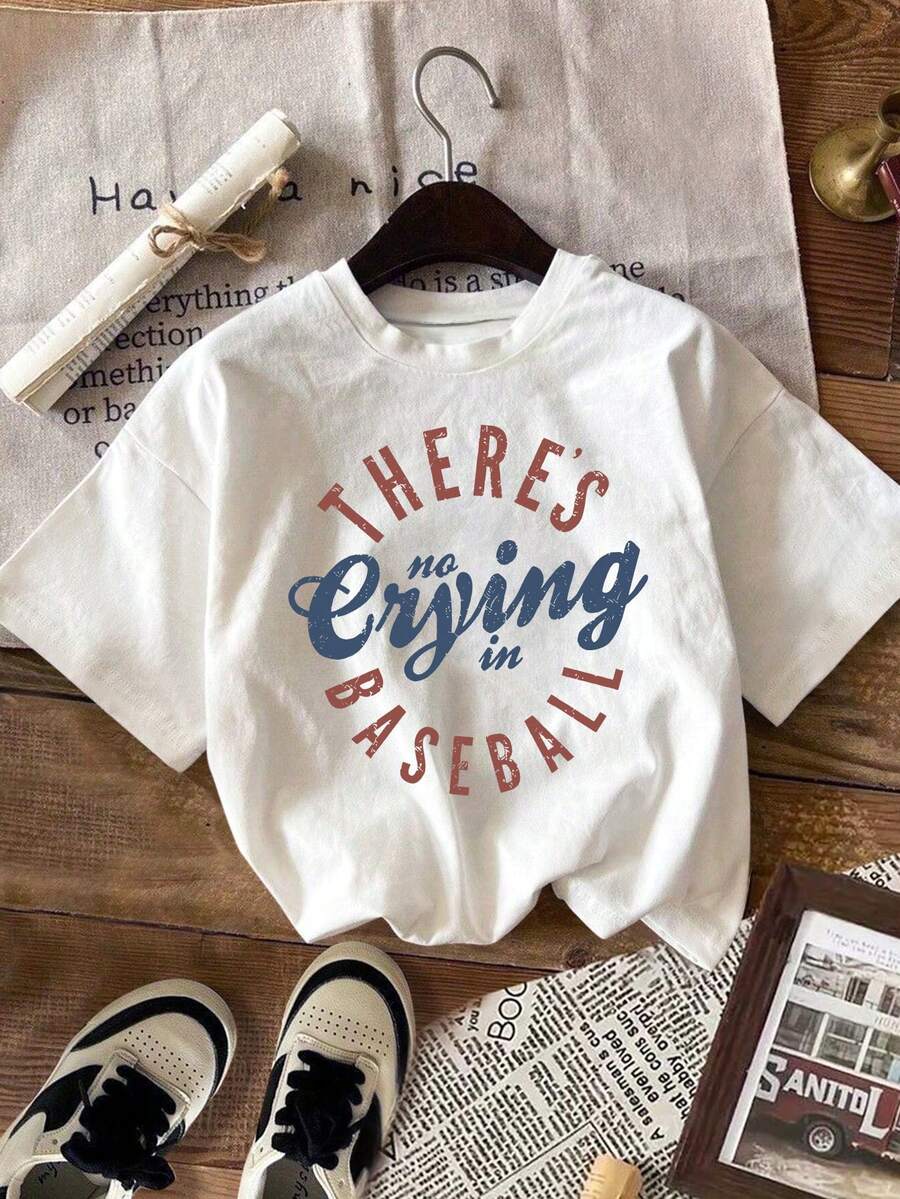 SHEIN LUNE 大码女式字母印花圆领短袖休闲 T 恤 - 白色 - 查看 1