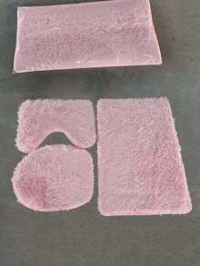 3 Piecesbathroom Carpet Set Includes Bathroom Carpet, Contour Pad, And Toilet Lid, Machine Washable, Ultra Soft Ultra-Fine Fiber And Anti Slip Bathroom Carpet With Anti Slip Backing, Pink - Pink - View 2