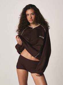 MISSGUIDED High Rise Fitted Mini Bodycon Chocolate Booty Hot Shorts - Brown - View 3