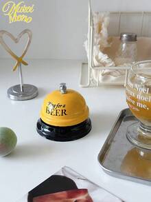 1pc Cartoon Metal Handheld Service Bell In Yellow/Pink/Coffee Color For Restaurant, Reception, Pet Training, Game, Teacher, Lunch, Bar Or Hotel Best Gifts Birthday Graduation