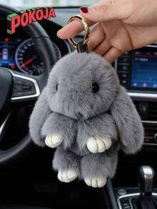 POKOJA LAND - BESTSELLERS 1 Pack Bunny Keychain Soft Fluffy Rabbit Keychain Cute Colorful Rabbit Fur Pom Pom Rings Women Pendant Accessories Cute Birthday Gift For Women/Girls, Premium Faux Fur Keyring - Multicolor - View 6