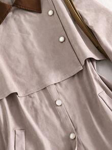 Teen Girl Lapel Single-Breasted Slit Fashionable Versatile Vacation Party Long Sleeve Coat - Camel - View 7