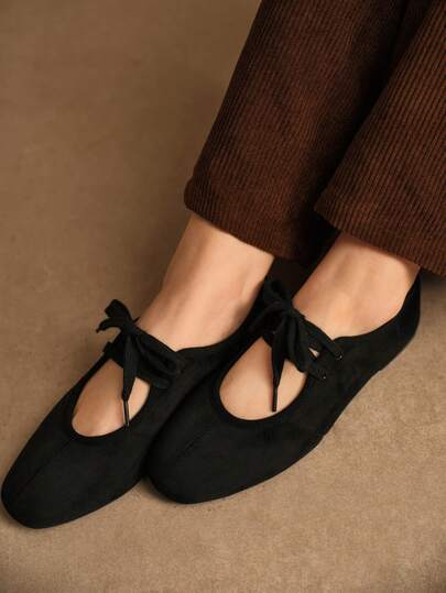 Rosivie Women's Casual Versatile Commuting Simple Lace-Up Flats For Christmas