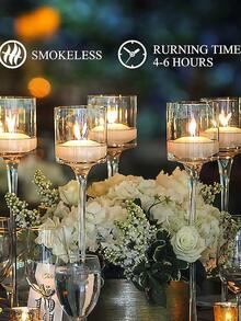 12PCS Floating Candles Long Burn Time Premium Wax For Cylinder Vases Centerpieces Wedding Decorations Pool Party Holiday Table Decor Elegant Home