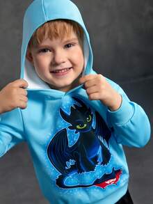 SHEIN How to Train Your Dragon Young Boy Casual Dragon Print Sweatshirt, Autumn - الأزرق - مشاهدة 5
