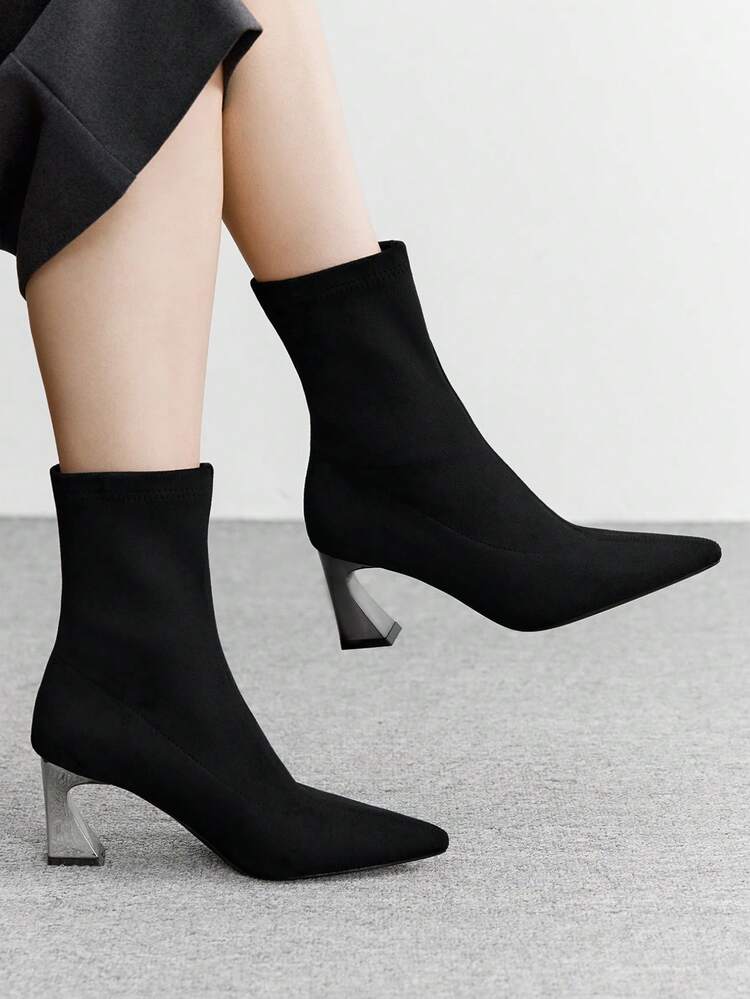 CUCCOO BIZCHIC Botines de tacón alto de punta fina y versátiles para mujer