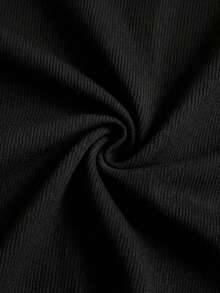 SHEIN Girlism 少女纯色褶皱休闲露背吊带衫 - 黑色 - 查看 4