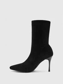 CUCCOO BIZCHIC Women's Fashion Versatile Pointed Toe High Heel Ankle Boots - Black - View 10