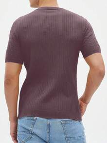 Manfinity Homme 男士纯色简约休闲圆领短袖针织上衣 - 紫羅蘭色 - 查看 6