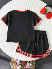 2pcs/Set Young Boy Casual Baseball Sports Style,Number 88,Gothic Chicago Text,Star Graphic Print Short Sleeve T-Shirt And Shorts Set,Summer Clothes - Multicolor - View 3