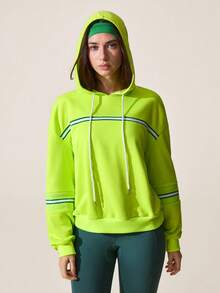 Core Rhythm Women's Casual Patchwork Drawstring Hooded Sweatshirt, Autumn Athletic Hoodies Women Workout Hoodies Women Womens Athleisure Womens Activewear Sporty Clothes Women - Green - View 6
