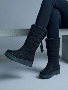 Women Mid-Calf Boots - Black - View 1