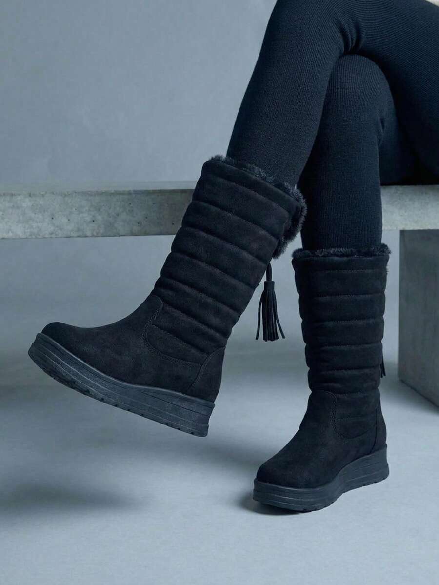 Women Mid-Calf Boots - Black - View 1