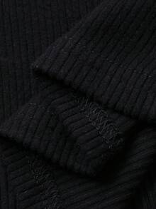 DAZY Women's Autumn Patchwork Fuzzy Cuff Bodycon Dress, Back To School Season Y2k - Black - View 2