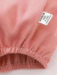 SHEIN 2件套婴儿可爱蝴蝶结刺绣连体衣套装，夏季