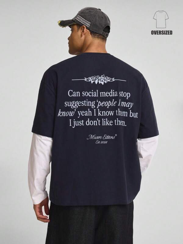 Musero Oversized Crew Drop Shoulder Layered Long Sleeve Contrast Style Autumn Winter Essentials Layering