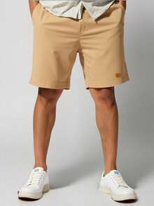 Tween Boy's Casual Khaki Elastic Waist Shorts, Suitable For Birthday Party, Evening Event, Performance, Wedding Shower, Wedding Guest, Pageboy, Ring Bearer, Flower Girl,Kids - Khaki - View 1