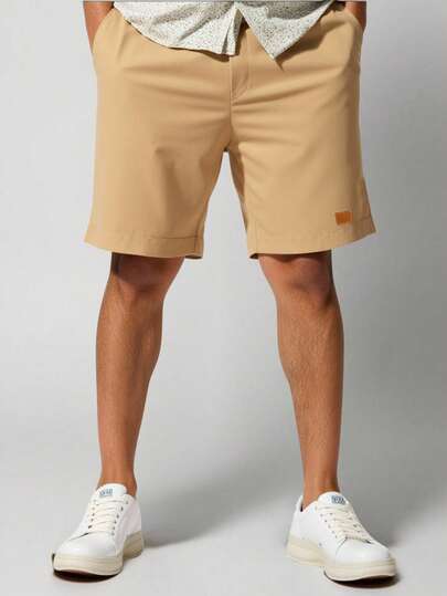 SHEIN Tween Boy's Casual Khaki Elastic Waist Shorts, Suitable For Birthday Party, Evening Event, Performance, Wedding Shower, Wedding Guest, Pageboy, Ring Bearer, Flower Girl