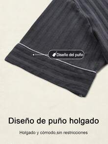 Pijama de Hombre Pijamas Navideñas Pijama Navideña Hombre Conjunto de 3 Piezas Tejido Suave para la Piel Estampado de Rayas Manga Corta y Pantalones Largo y Corto Color Azul Claro Estilo Sencillo y Cómodo Promueve el Sueño para Uso Hogareño Ideal como Regalos de Navidad Almacén Local, pijamas navideñas,pijama de hombre,pijama navideña hombre,Regalos de Navidad,Almacén local - Gris Oscuro - Ver 5