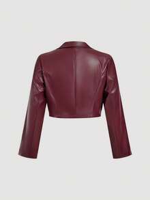 SHEIN MOD Plus Size Women's Fashion Winter Set, Street Style Solid Color PU Leather Lapel Collar Flap Detail Cropped Jacket And Single-Breasted Tube Dress Set,Burgundy Leather Suit,Burgundy Suit,Chic Women's Set ,Valentine Clothes,Wedding Clothes,Y2k Women Clothes Burgundy Outfit Women Leather Outfits For Women Winery Outfit Women,Spring Outfit Women Womens Fall Clothes Leather Set Luxury Clothes For Women