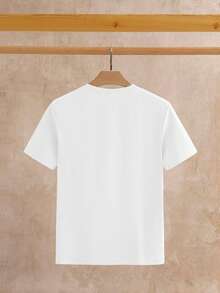 HIMLAND 3件套男士休闲标语印花圆领短袖T恤，通勤百搭 - 白色 - 查看 7