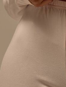 MUSERA ESSENTIALS Fitted Elasticated Waist Cotton Capri Pants Coord Bottoms Only Winter Cosy Lounge Cute Everyday Lounge Essential - Pink - View 6