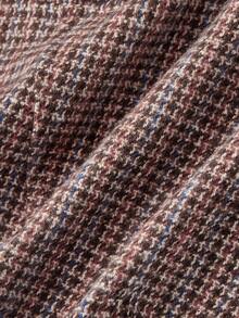 SHEIN MOD 大码棕色羊毛无袖宽肩带背心，棕色束身胸衣，棕色束身衣，棕色上衣，秋季，背心，格子粗花呢，女教师，返校季，背心，复古风格，叠穿造型，外出上衣，粗花呢上衣，优雅上衣，商务休闲上衣，办公室女神优雅上衣 - 棕色 - 查看 4