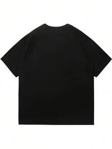 Versatile Baggy Short Sleeve T-Shirt With Fun Basketball Print, Ideal For Vacation, Work And Use - Black 4 - View 4