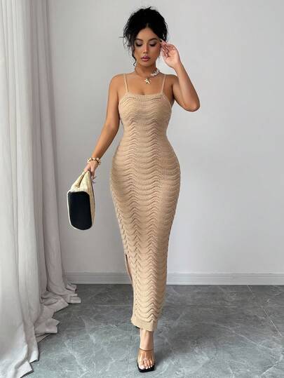 Elenzga Women's Sexy Hollow-Out Camisole Bodycon Dress