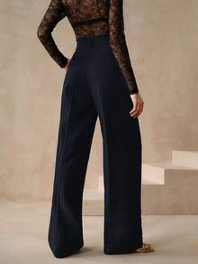 Anewsta Women's Solid Color Slant Pocket Straight Leg Dress Pants, Suitable For Work - Royal Blue - View 2