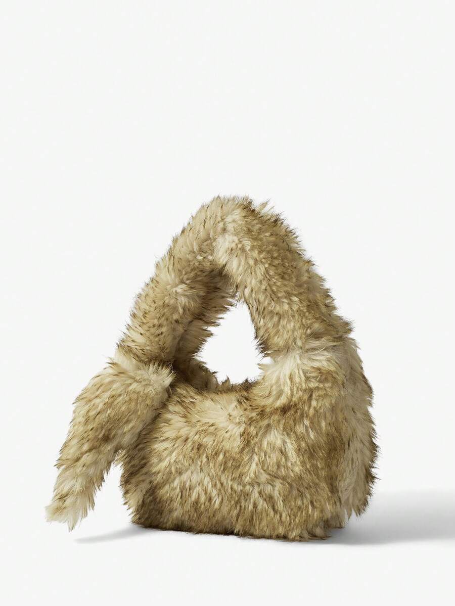 Viva Strut 女士手提包，女式单肩包，毛绒，时尚，可爱，简约，百搭，甜美酷女孩，辣妹，Y2K，青少年，秋冬季 - 彩色 - 查看 1